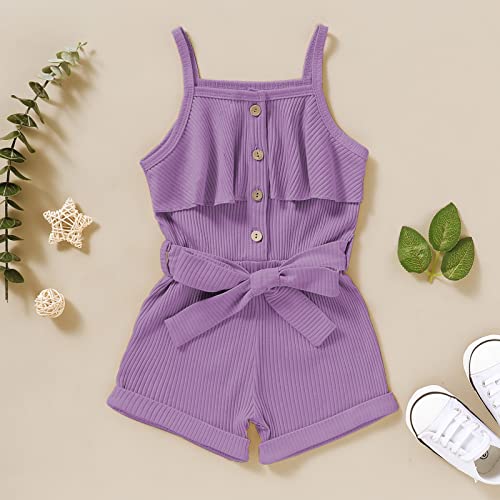 FOCUTEBB 4T Girls Clothes Toddler Girl Summer Outfits Cute Baby Sleeveless Clothing Summer Outfits Cute Halter Romper One-piece Jumpsuit Bodysuit Outfit Set Summer Clothes Set Purple 4-5T/120cm from 