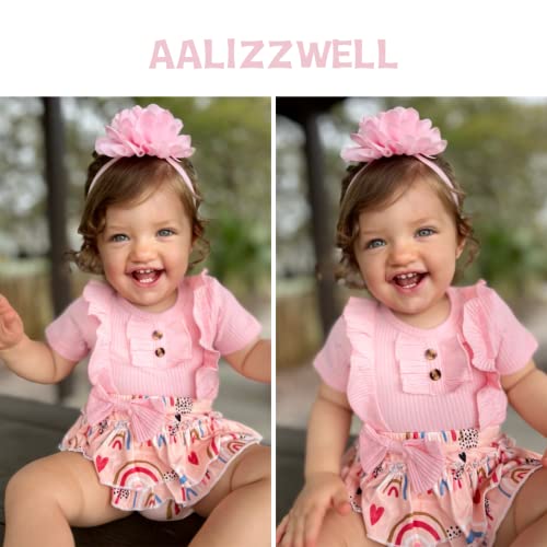 Preemie Baby Girls Summer Clothes Ribbed Short Sleeve Floral Ruffle Bloomer Shorts Premature Spring Outfit Pink from 