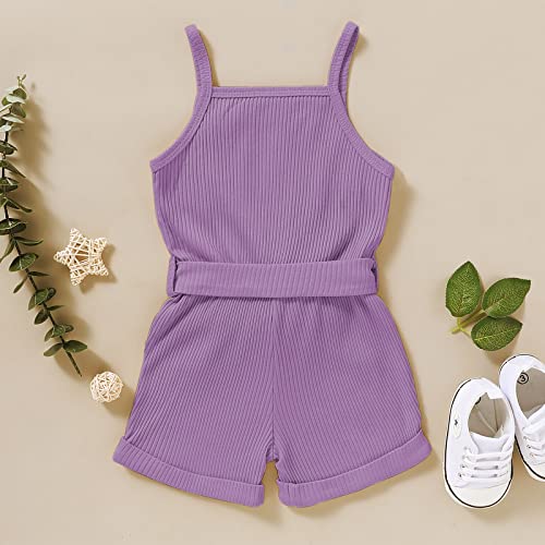 FOCUTEBB 4T Girls Clothes Toddler Girl Summer Outfits Cute Baby Sleeveless Clothing Summer Outfits Cute Halter Romper One-piece Jumpsuit Bodysuit Outfit Set Summer Clothes Set Purple 4-5T/120cm from 