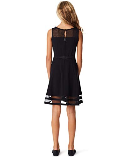 Calvin Klein Girls' Sleeveless Party Dress, Fit and Flare Silhouette, Round Neckline & Back Zip Closure, Black, 8 by Calvin Klein