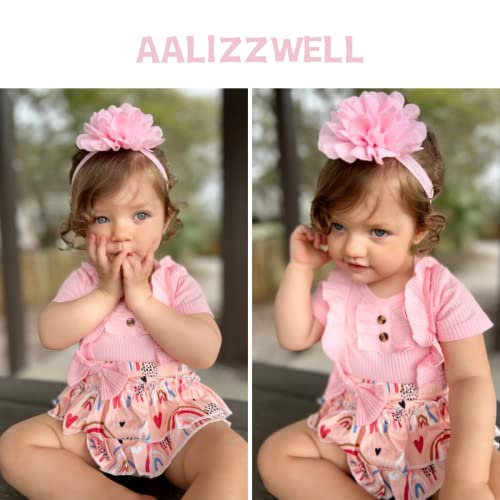 Preemie Baby Girls Summer Clothes Ribbed Short Sleeve Floral Ruffle Bloomer Shorts Premature Spring Outfit Pink from 