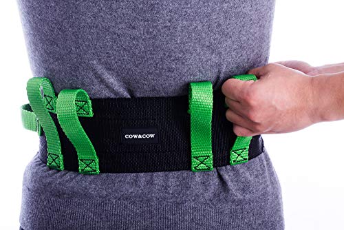 COW&COW Gait Belt (28inch-52inch) - with 6 Handles and Quick Release Buckle - Transfer Walking and Standing Assist Aid for Homecare,Nurse,Physical Therapy(Green) from COW&COW Care