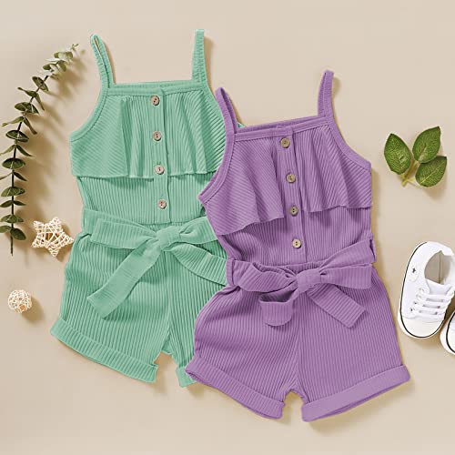 FOCUTEBB 4T Girls Clothes Toddler Girl Summer Outfits Cute Baby Sleeveless Clothing Summer Outfits Cute Halter Romper One-piece Jumpsuit Bodysuit Outfit Set Summer Clothes Set Purple 4-5T/120cm from 