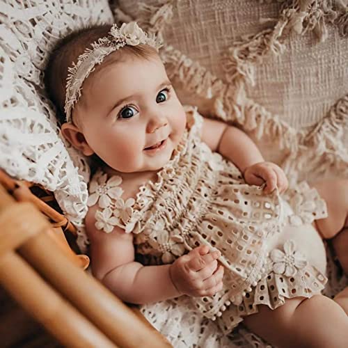2Pcs Newborn Baby Girl Summer Clothes Sleeveless Floral Top Ribbed Shorts Boho Outfit Set Beige 3-6 Months from 