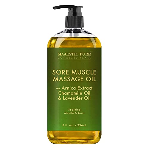 MAJESTIC PURE Arnica Sore Muscle Massage Oil for Body - Best Natural Therapy Therapy Oil with Lavender and Chamomile Essential Oils - Warming, Relaxing, Massaging Joint & Muscles - 8 fl. oz. by MAJESTIC PURE