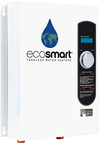 ecosmart ECO 18 Electric Tankless Water Heater, 18 KW at 240 Volts with Patented Self Modulating Technology,White by Ecosmart