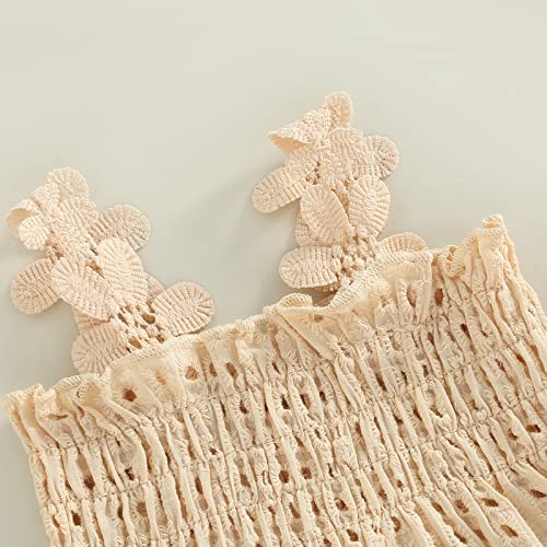 2Pcs Newborn Baby Girl Summer Clothes Sleeveless Floral Top Ribbed Shorts Boho Outfit Set Beige 3-6 Months from 