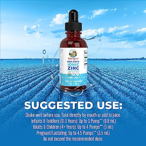 Zinc Supplements for Immune Support | 40 Day Supply | Liquid Zinc Supplement | Ionic Zinc for Kids & Adults | Zinc Sulfate | Skin Care Supplement | Vegan | Non-GMO | Gluten Free | 4 Fl Oz by MaryRuth Organics