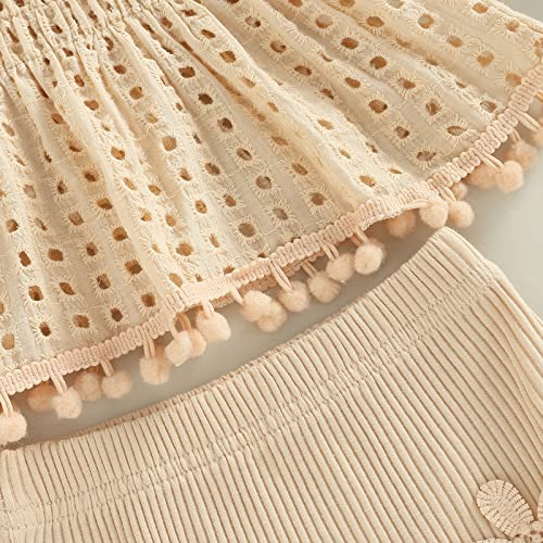 2Pcs Newborn Baby Girl Summer Clothes Sleeveless Floral Top Ribbed Shorts Boho Outfit Set Beige 3-6 Months from 