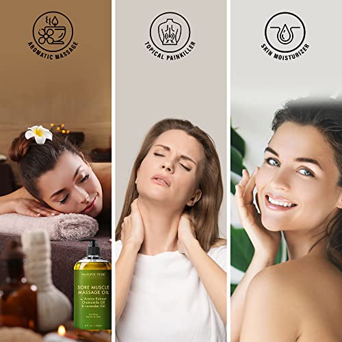 MAJESTIC PURE Arnica Sore Muscle Massage Oil for Body - Best Natural Therapy Therapy Oil with Lavender and Chamomile Essential Oils - Warming, Relaxing, Massaging Joint & Muscles - 8 fl. oz. by MAJESTIC PURE