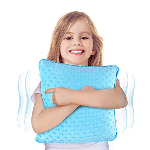 Special Supplies Vibrating Pillow Sensory Pressure Activated for Kids and Adults, 12â x 12â Plush Minky Soft Cover with Textured Therapy Stimulation Bumps, Blue by Special Supplies