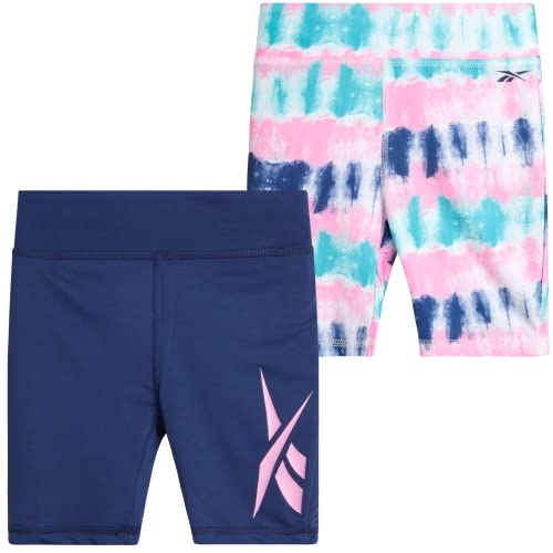 Reebok Girls Active Shorts - Spandex Athletic High Waisted Gym Workout Yoga Bike Shorts (2 Pack), Size X-Large/(14/16, Blue Print by 