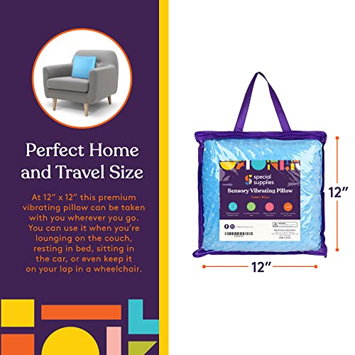 Special Supplies Vibrating Pillow Sensory Pressure Activated for Kids and Adults, 12â x 12â Plush Minky Soft Cover with Textured Therapy Stimulation Bumps, Blue by Special Supplies