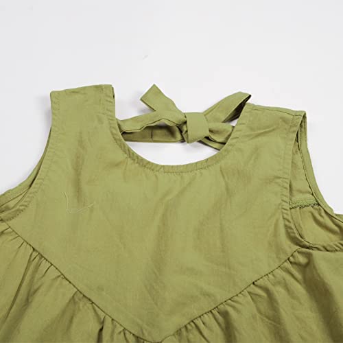 Balatale Toddler Girl Clothes Outfits Sleeveless Backless Tie Back Top and Polka Dot Pants Set with Sun Hat 3Pcs Summer Clothing for Girl Light Green 2-3t by Balatale