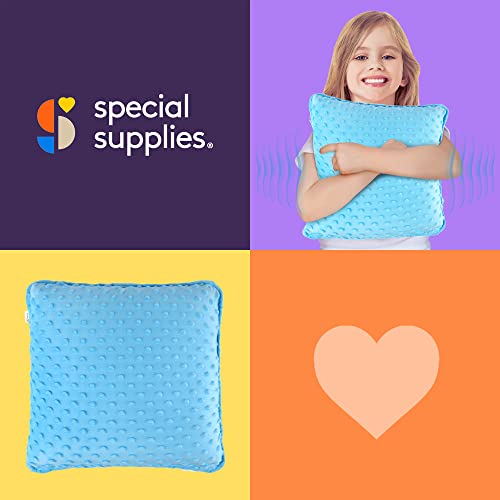 Special Supplies Vibrating Pillow Sensory Pressure Activated for Kids and Adults, 12â x 12â Plush Minky Soft Cover with Textured Therapy Stimulation Bumps, Blue by Special Supplies