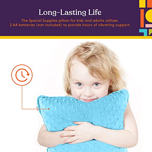 Special Supplies Vibrating Pillow Sensory Pressure Activated for Kids and Adults, 12â x 12â Plush Minky Soft Cover with Textured Therapy Stimulation Bumps, Blue by Special Supplies