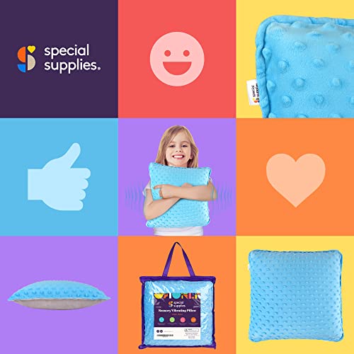 Special Supplies Vibrating Pillow Sensory Pressure Activated for Kids and Adults, 12â x 12â Plush Minky Soft Cover with Textured Therapy Stimulation Bumps, Blue by Special Supplies