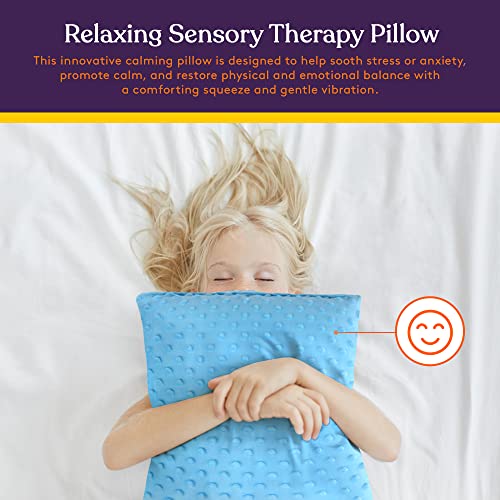 Special Supplies Vibrating Pillow Sensory Pressure Activated for Kids and Adults, 12â x 12â Plush Minky Soft Cover with Textured Therapy Stimulation Bumps, Blue by Special Supplies