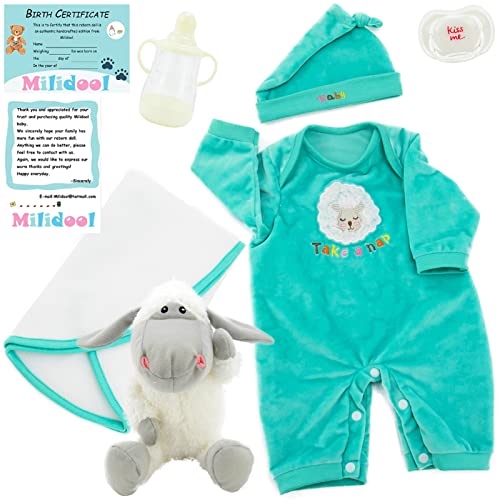 Milidool Black Reborn Baby Doll 22 Inch Eyes Closed Realistic Sleeping Boy Dolls with Gift Set for Children by Milidool