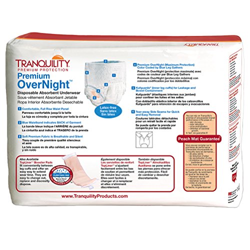 Tranquility Premium Overnight Disposable Absorbent Underwear (DAU) (Medium - 18 Count), White by Principle Business Enterprises/Incontinence