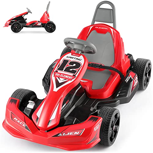 ELEMARA Electric Go Kart for Kids, 12V 2WD Battery Powered Ride On Cars with Parent Remote Control for Boys Girls,Toy Gift Vehicle with Durable Wheel,Safety Belt,Music,Red by Elemara
