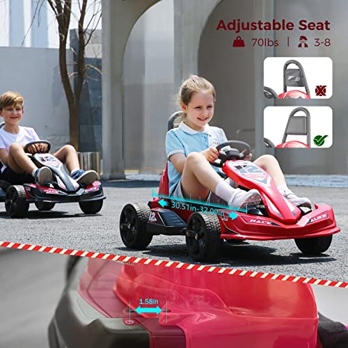 ELEMARA Electric Go Kart for Kids, 12V 2WD Battery Powered Ride On Cars with Parent Remote Control for Boys Girls,Toy Gift Vehicle with Durable Wheel,Safety Belt,Music,Red by Elemara