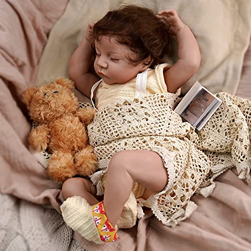 JIZHI Lifelike RebornBaby Dolls Girls [Washable & Poseable] Full Vinyl Body 17 Inch Sleeping Realistic Newborn Baby Dolls Real Life Baby Dolls for Kids Age 3+ from JIZHI