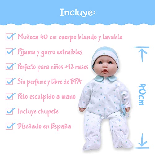 Caucasian 16-inch Medium Soft Body Baby Doll JC Toys - La Baby Washable Removable Blue Outfit w/ Hat and Pacifier For Children 12 Months +, 16 inches from JC Toys - Import