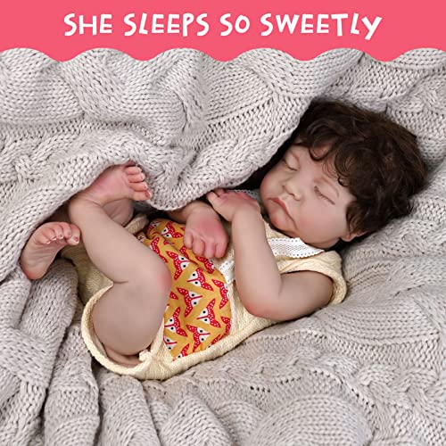JIZHI Lifelike RebornBaby Dolls Girls [Washable & Poseable] Full Vinyl Body 17 Inch Sleeping Realistic Newborn Baby Dolls Real Life Baby Dolls for Kids Age 3+ from JIZHI