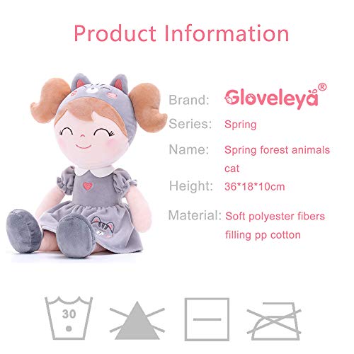 Gloveleya Baby Doll Girl Gifts Soft Plush Kitty Cat Dolls 14" with Gift Box by Gloveleya