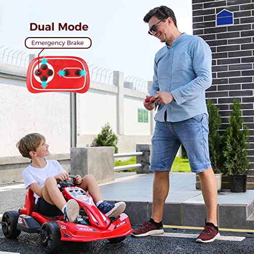ELEMARA Electric Go Kart for Kids, 12V 2WD Battery Powered Ride On Cars with Parent Remote Control for Boys Girls,Toy Gift Vehicle with Durable Wheel,Safety Belt,Music,Red by Elemara
