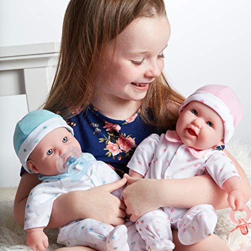 Caucasian 16-inch Medium Soft Body Baby Doll JC Toys - La Baby Washable Removable Blue Outfit w/ Hat and Pacifier For Children 12 Months +, 16 inches from JC Toys - Import