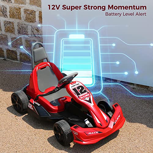 ELEMARA Electric Go Kart for Kids, 12V 2WD Battery Powered Ride On Cars with Parent Remote Control for Boys Girls,Toy Gift Vehicle with Durable Wheel,Safety Belt,Music,Red by Elemara