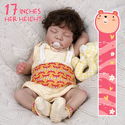 JIZHI Lifelike RebornBaby Dolls Girls [Washable & Poseable] Full Vinyl Body 17 Inch Sleeping Realistic Newborn Baby Dolls Real Life Baby Dolls for Kids Age 3+ from JIZHI
