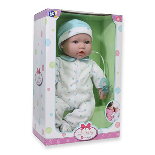 Caucasian 16-inch Medium Soft Body Baby Doll JC Toys - La Baby Washable Removable Blue Outfit w/ Hat and Pacifier For Children 12 Months +, 16 inches from JC Toys - Import