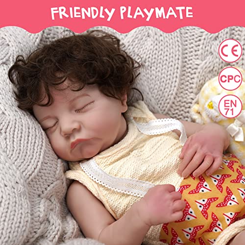 JIZHI Lifelike RebornBaby Dolls Girls [Washable & Poseable] Full Vinyl Body 17 Inch Sleeping Realistic Newborn Baby Dolls Real Life Baby Dolls for Kids Age 3+ from JIZHI