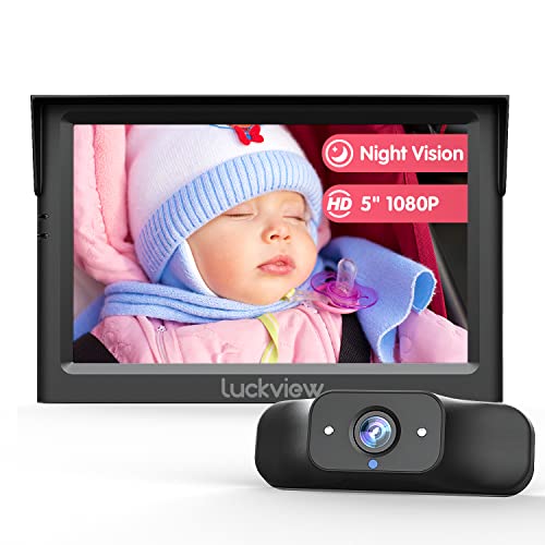 5'' 1080P Baby Car Mirror, Baby Car Camera with IR Night Vision, 3X Zoom in Closer, Colors Accuracy & Full Viewing Angles, Driving Safety with Baby Car Monitor for Back Seat Rear Facing (Luckview BM1) from LUCKVIEW