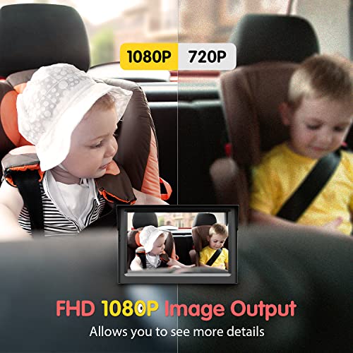 5'' 1080P Baby Car Mirror, Baby Car Camera with IR Night Vision, 3X Zoom in Closer, Colors Accuracy & Full Viewing Angles, Driving Safety with Baby Car Monitor for Back Seat Rear Facing (Luckview BM1) from LUCKVIEW