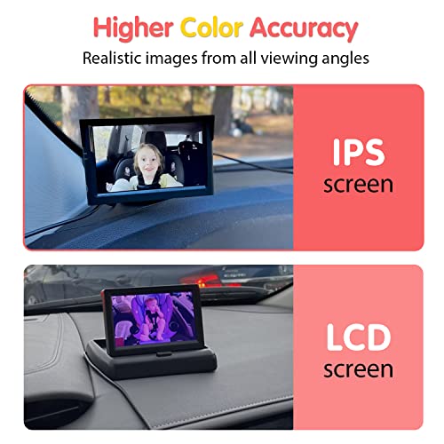 5'' 1080P Baby Car Mirror, Baby Car Camera with IR Night Vision, 3X Zoom in Closer, Colors Accuracy & Full Viewing Angles, Driving Safety with Baby Car Monitor for Back Seat Rear Facing (Luckview BM1) from LUCKVIEW