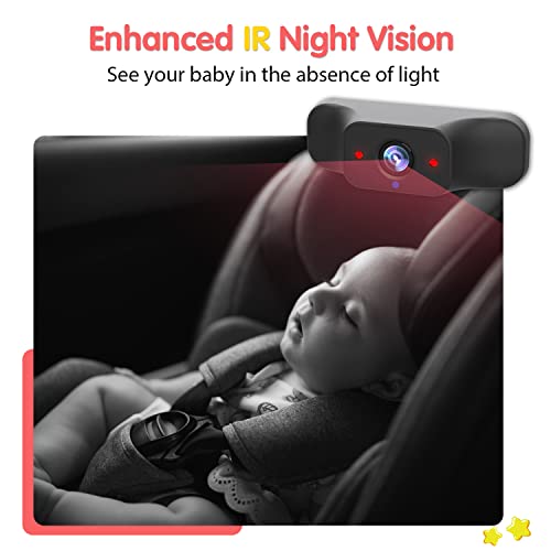5'' 1080P Baby Car Mirror, Baby Car Camera with IR Night Vision, 3X Zoom in Closer, Colors Accuracy & Full Viewing Angles, Driving Safety with Baby Car Monitor for Back Seat Rear Facing (Luckview BM1) from LUCKVIEW
