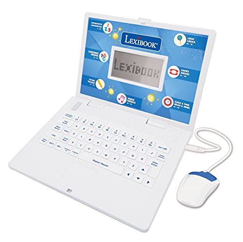 Lexibook - Educational and Bilingual Laptop Spanish/English - Toy for Children with 124 Activities to Learn Mathematics, Dactylography, Logic, Clock Reading, Play Games and Music - JC598i2 by Lexibook