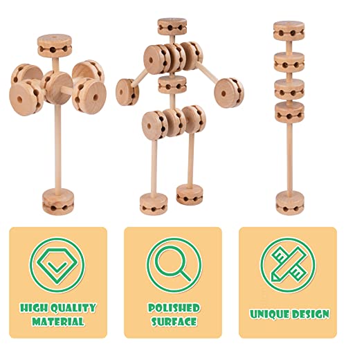 NiToy Wooden Building Blocks 60PCS Montessori STEM Toy for Kids 6+, Natural Wood Splicing Joints and Sticks Educational Sensory Tinker Creative 3D Playset Stacking Game by Attom Tech