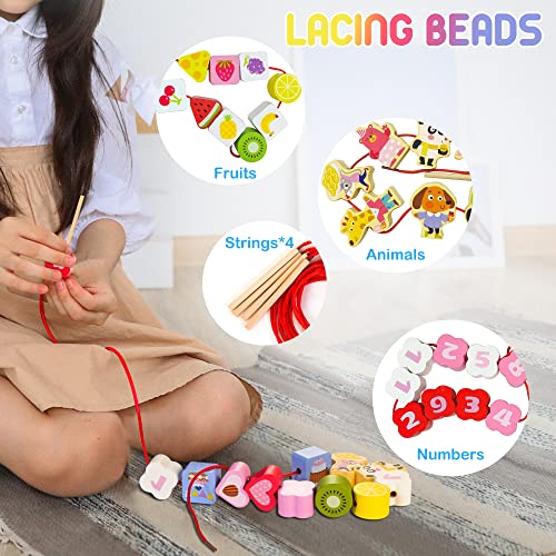 AMAWOOD Wooden Stacking Toys for Toddlers, 116 PCS Ice Cream World Building Blocks Set Including Drawstring Bag & Storage Box, Educational Montessori Toys Gift for Preschool Boys Girls Age 3-8 from ShenZhen MaxLink Century Technology Co.,Ltd.