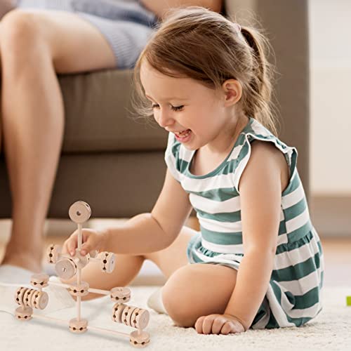 NiToy Wooden Building Blocks 60PCS Montessori STEM Toy for Kids 6+, Natural Wood Splicing Joints and Sticks Educational Sensory Tinker Creative 3D Playset Stacking Game by Attom Tech