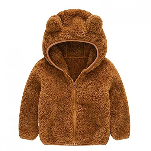 Dreamyth Toddler Infant Bear Ear Fleece Hood Jacket Baby Boys Girls Winter Fall Zipper Lightweight Hoodies 1-5 Years,coffee,18 Months by 