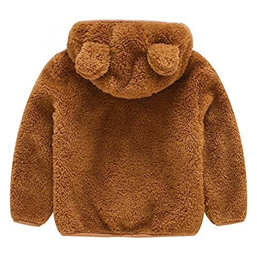 Dreamyth Toddler Infant Bear Ear Fleece Hood Jacket Baby Boys Girls Winter Fall Zipper Lightweight Hoodies 1-5 Years,coffee,18 Months by 
