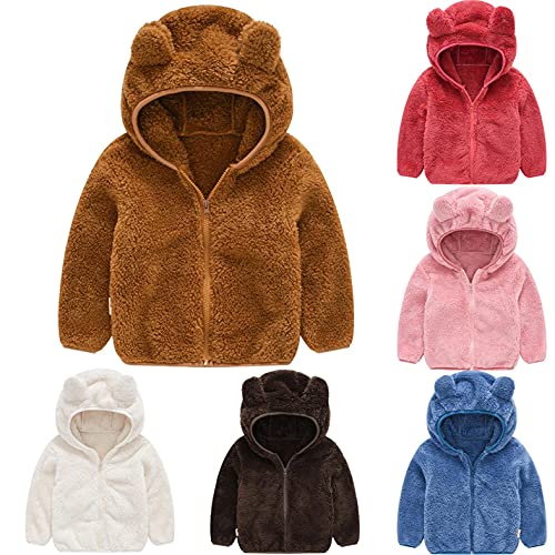 Dreamyth Toddler Infant Bear Ear Fleece Hood Jacket Baby Boys Girls Winter Fall Zipper Lightweight Hoodies 1-5 Years,coffee,18 Months by 