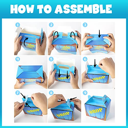 Game Party Supplies for Kids, 100 Pcs Party Favors - Bracelet, Gift Box, Button Pins, Key Chain, Stickers, Finger Light for Kids Themed Party by FNHZWJ