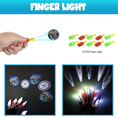 Game Party Supplies for Kids, 100 Pcs Party Favors - Bracelet, Gift Box, Button Pins, Key Chain, Stickers, Finger Light for Kids Themed Party by FNHZWJ