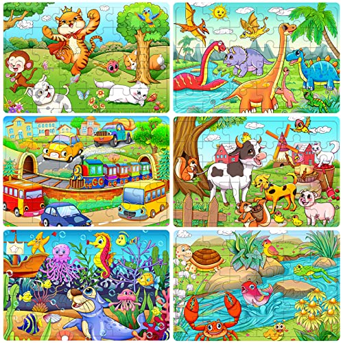HUADADA Puzzles for Kids Ages 3-5 Toddler Puzzles 30 Piece Wooden Jigsaw Puzzles for Preschool Children Educational Learning Toys Set for Boys and Girls Kids Puzzles 3 4 5 6 Year Old (6 Pack) from HUADADA